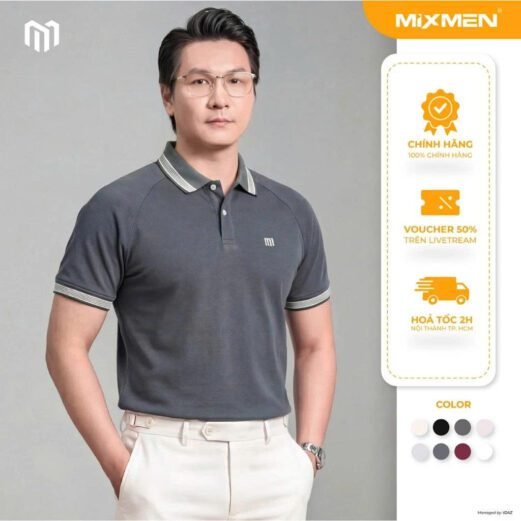 Áo Polo Nam Mixmen Classic vải cotton intelock, Mặc Chuẩn Mỗi Ngày, dễ mặc, BigSize