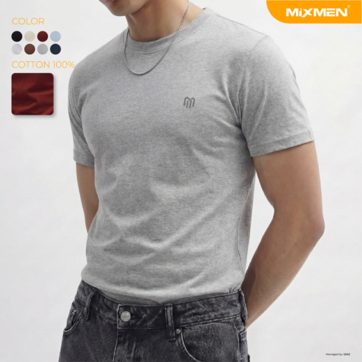Áo Thun Nam cổ tròn MIXMEN Plain vải cotton 100%, thoáng mát, dễ mặc, bigSize